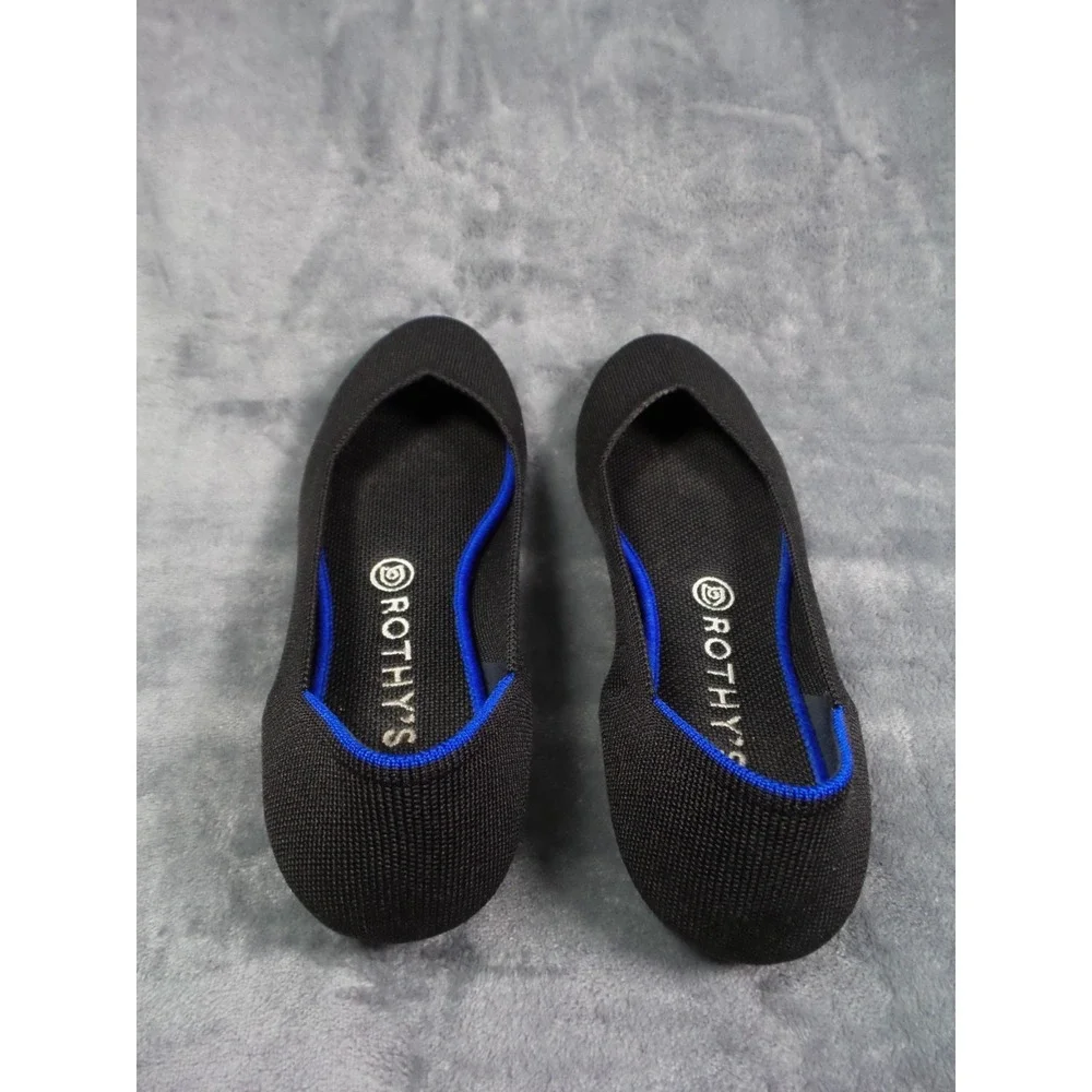 Rothys The Flat Shoes Womens Size 9.5 Black Slip-On Classic Flats Knit Round Toe